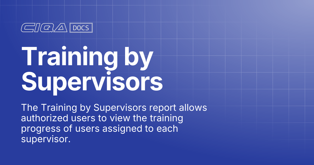 Training by Supervisors | Help Center