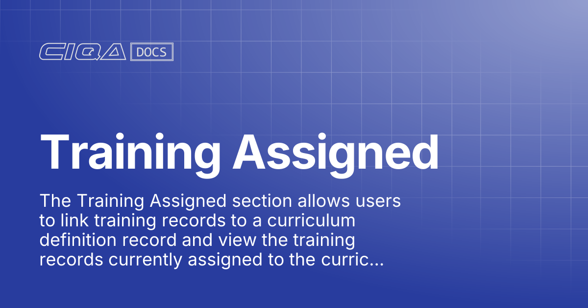 Training Assigned | Help Center