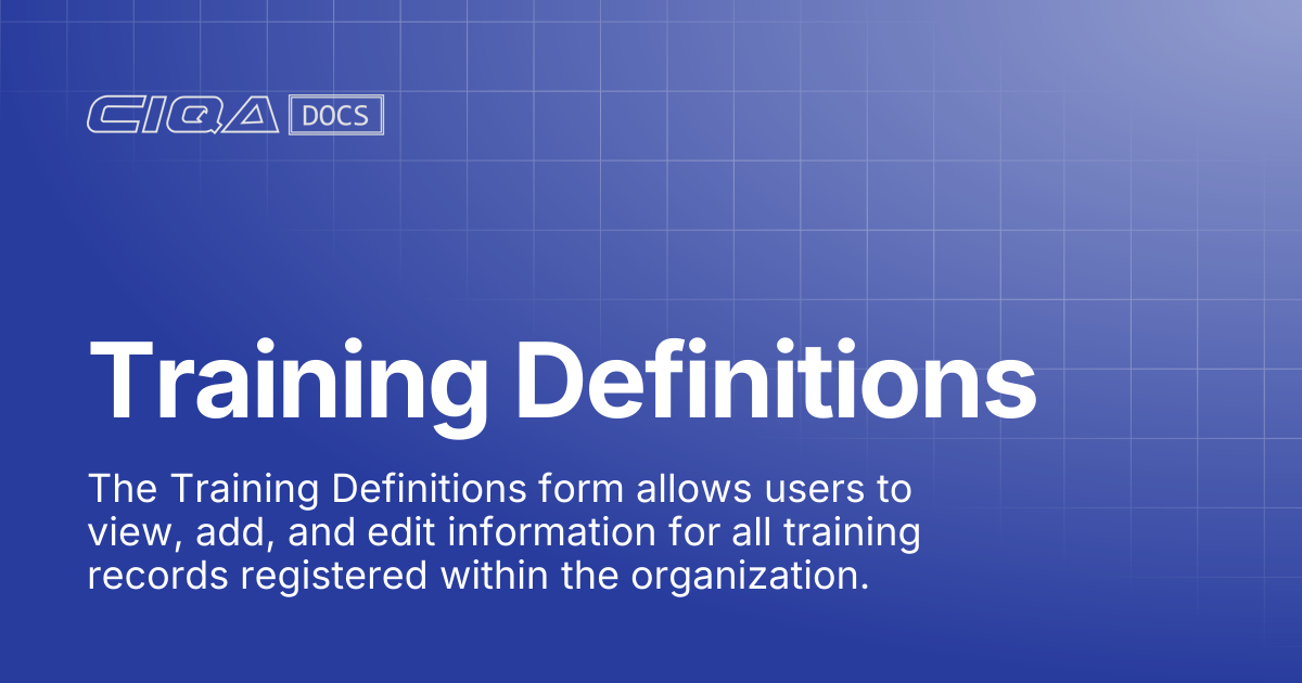 Training Definitions | Help Center